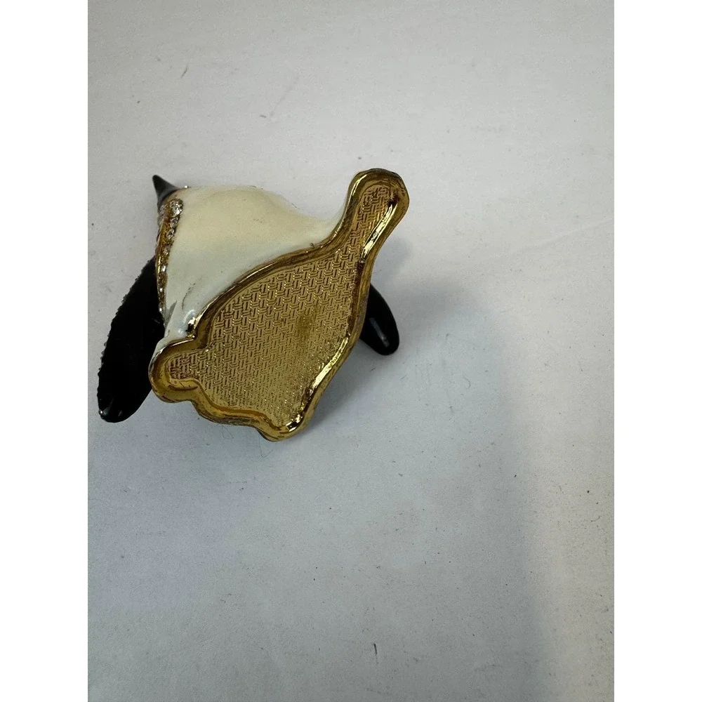 VTG Enamel Penguin‎ Trinket Box Jeweled Rhinestone Hinged Collectible Pill Box